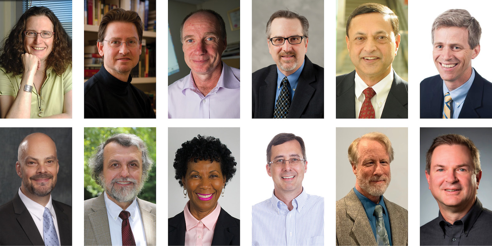 Regents Professors and Regents Researchers, top row (L-R): Amy Bruckman, John Cressler, Greg Gibson, David Gottfried, Ajay Kohli, and Tim Lieuwen. Bottom row (L-R): Glenn Parker, Michael Rodgers, Catherine Ross, David Sherrill, Gregory Showman, and John Stasko.