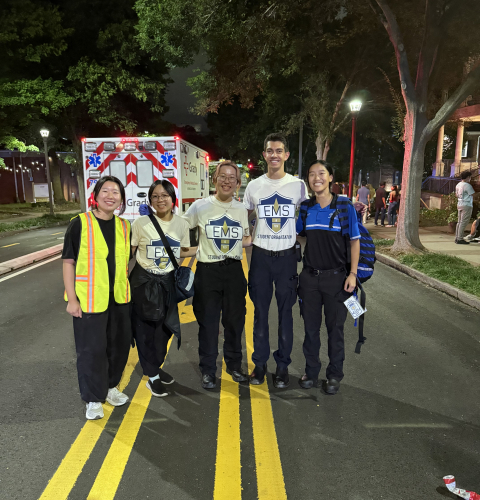 EMS at Tech members provide medical support during campus events like Halloweekend.